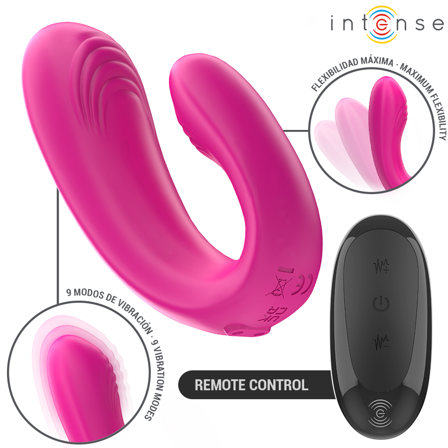 INTENSE - JANET DUAL U-SHAPED STIMULATOR AND VIBRATOR WITH REMOTE CONTROL PINK - Image 2