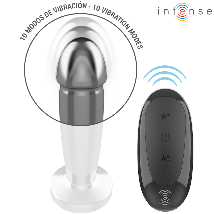 INTENSE - ANAL PLUG 10 VIBRATIONS METAL DILDO WITH REMOTE CONTROL S - Image 4