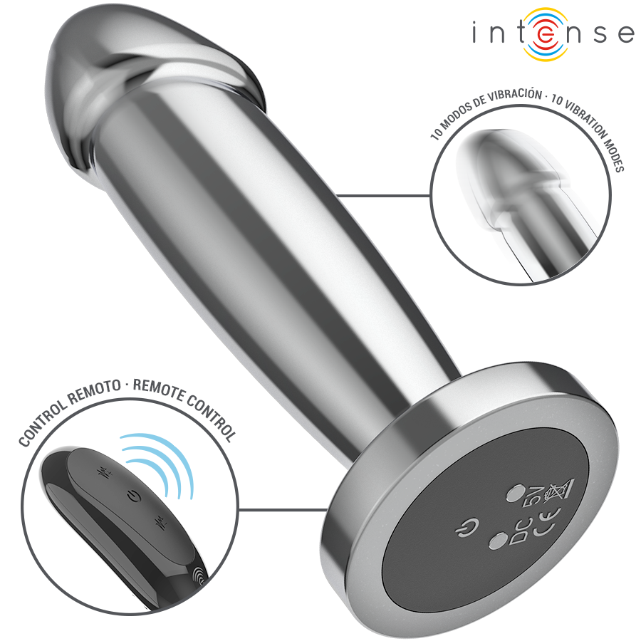 INTENSE - ANAL PLUG 10 VIBRATIONS METAL DILDO WITH REMOTE CONTROL S - Image 3