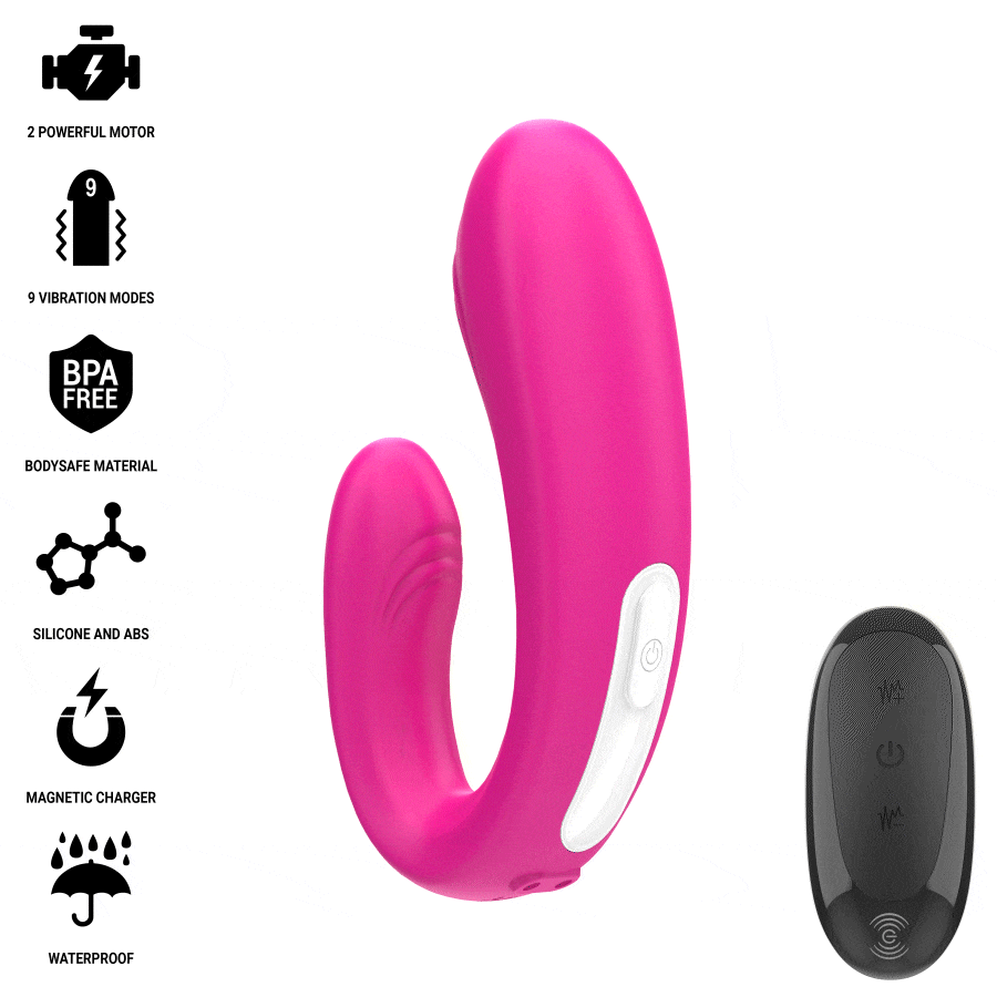 INTENSE - JANET DUAL U-SHAPED STIMULATOR AND VIBRATOR WITH REMOTE CONTROL PINK - Image 4