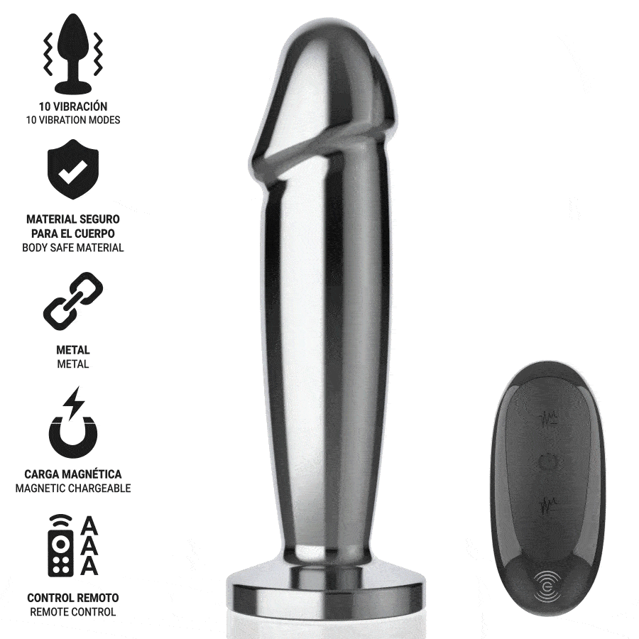 INTENSE - ANAL PLUG 10 VIBRATIONS METAL DILDO WITH REMOTE CONTROL S - Image 2