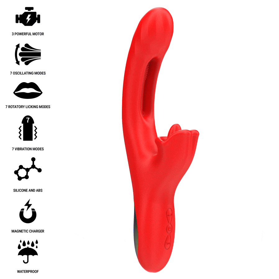 INTENSE - JESSICA MULTIFUNCTION VIBRATOR CLITORIS STIMULATION 24.8 CM RED - Image 2
