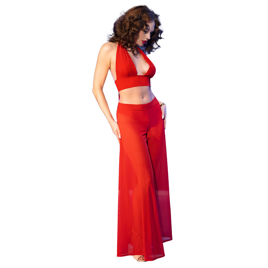 CHILIROSE - CR 4857 RED TOP AND PANTS SET SIZE S - Image 3