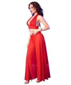 Alternative view of CHILIROSE - CR 4857 RED TOP AND PANTS SET SIZE S