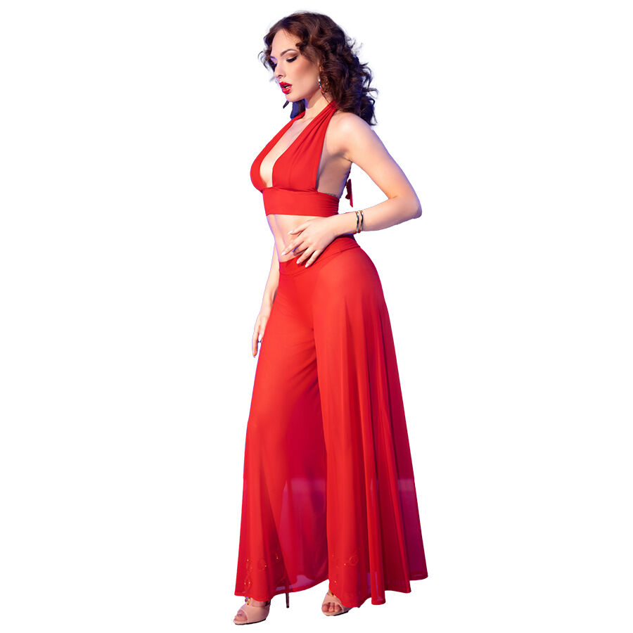 CHILIROSE - CR 4857 RED TOP AND PANTS SET SIZE S - Image 2
