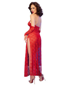 Alternative view of CHILIROSE - CR 4853 RED LACE DRESS WITH GLOVES S/M