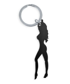 DIABLO PICANTE - KEYRING WITH FEMALE SILHOUETTE IN BLACK COLOR WITH BEER OPENER