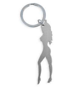 DIABLO PICANTE - KEYRING WITH FEMALE SILHOUETTE IN SILVER COLOR WITH BEER OPENER