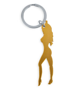DIABLO PICANTE - KEYRING WITH FEMALE SILHOUETTE IN GOLD COLOR WITH BEER OPENER
