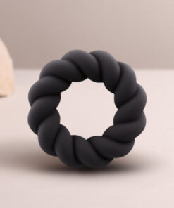 Alternative view of ROCKS-OFF - TWIST BLACK SILICONE MASTURBATOR RING