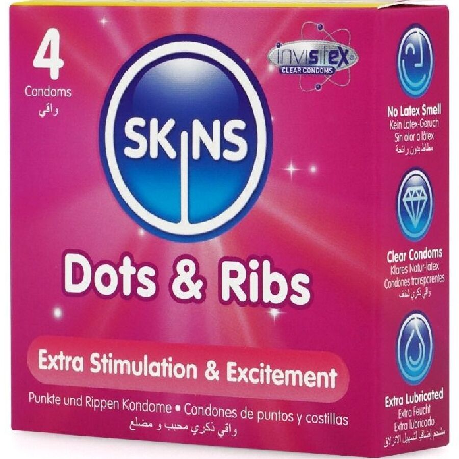 SKINS - DOTS RIBS PREMIUM CONDOMS PACK 4 - Image 2