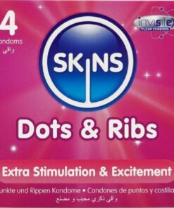SKINS - DOTS  RIBS PREMIUM CONDOMS PACK 4