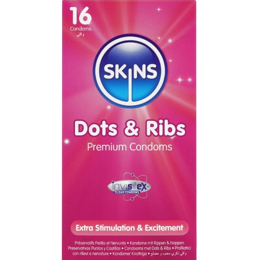 SKINS - DOTS RIBS PREMIUM CONDOMS PACK 16
