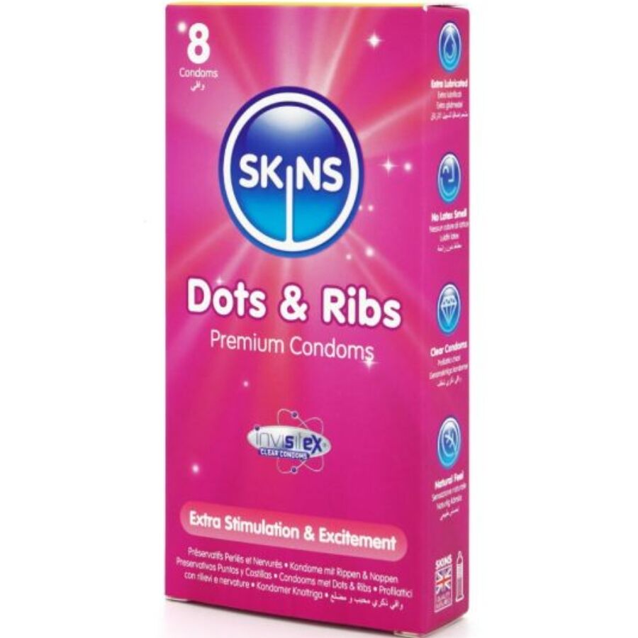 SKINS - DOTS RIBS PREMIUM CONDOMS PACK 8 - Image 2