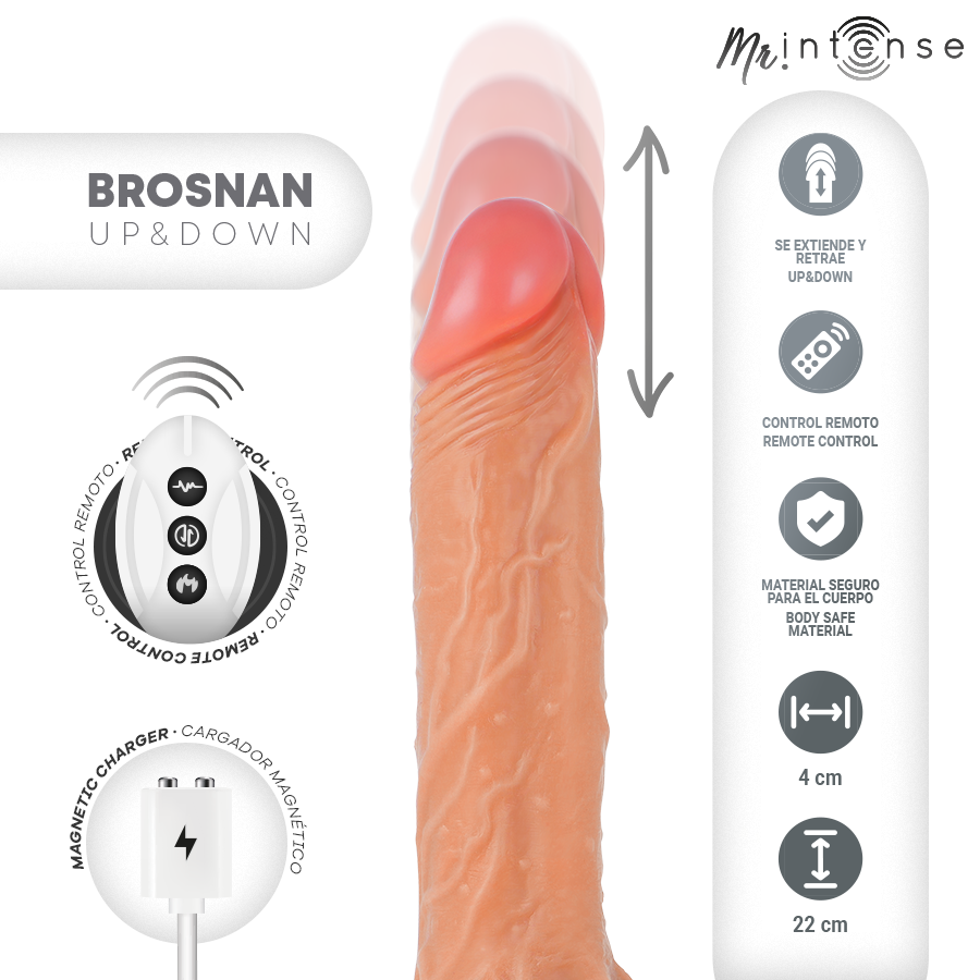 MR INTENSE - BROSNAN REALISTIC MULTIFUNCTIONAL WITH VIBRATION, UP AND DOWN REMOTE CONTROL, 22 CM - OR - 4 CM - Image 2