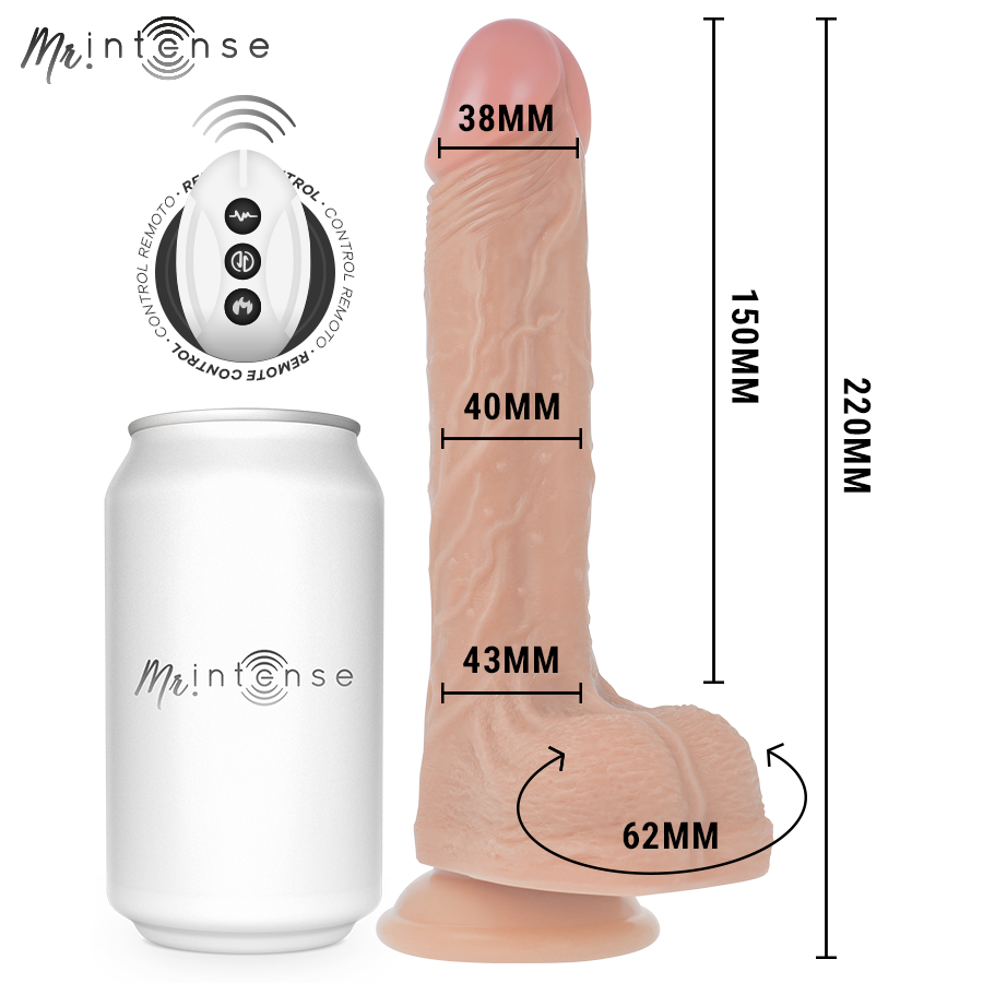 MR INTENSE - BALDWIN REALISTIC MULTIFUNCTIONAL WITH VIBRATION, UP AND DOWN REMOTE CONTROL, 22 CM - OR - 4 CM - Image 2