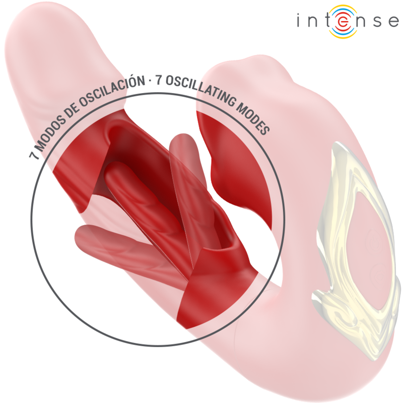 INTENSE - NATHY DOUBLE VIBRATOR WITH MULTIFUNCTION STIMULATING MOUTH RED - Image 4