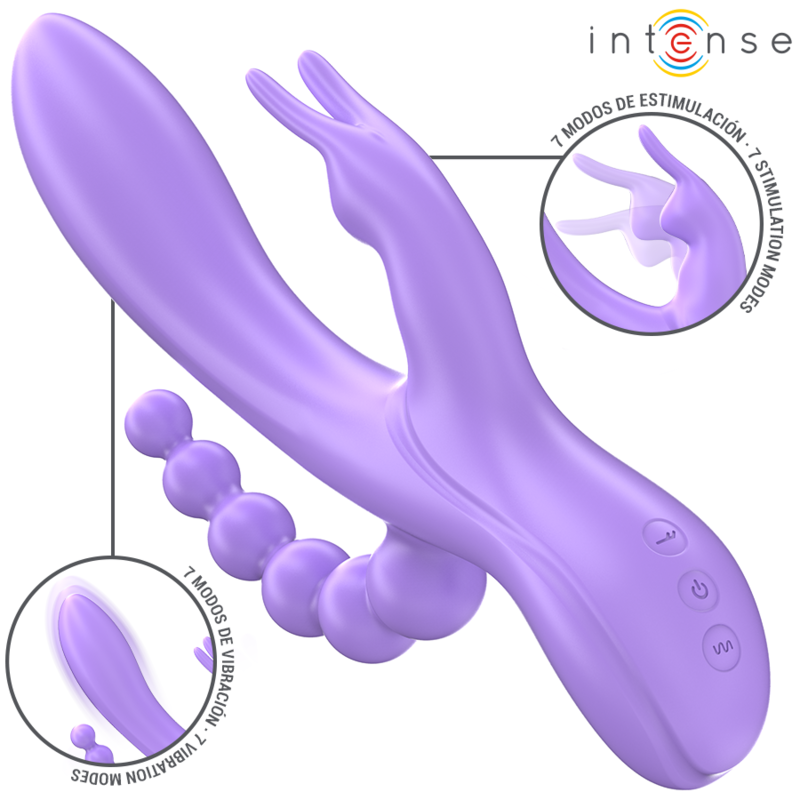 INTENSE - MIKO TRIPLE VIBRATOR RABBIT STIMULATOR ANAL 7 VIBRATIONS PURPLE - Image 2