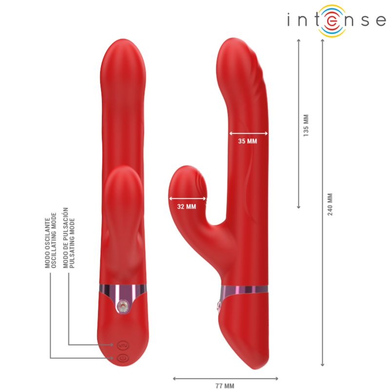 INTENSE - LELE MULTIFUNCTION VIBRATOR ROTATING OSCILLATION STIMULATION RED - Image 3