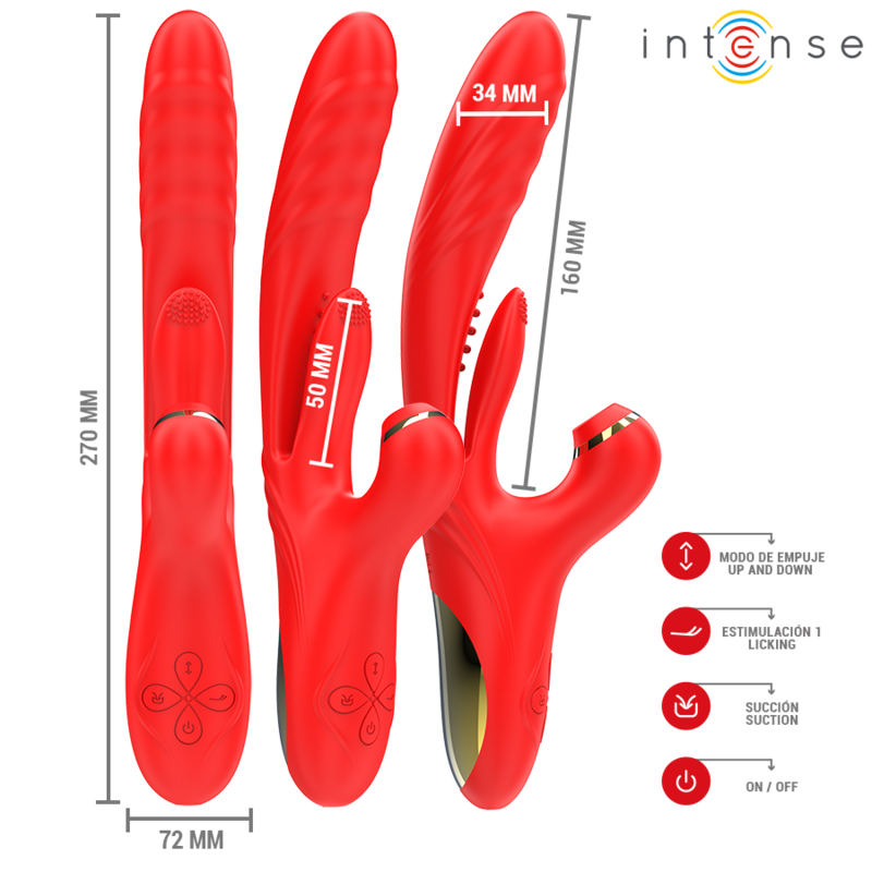 INTENSE - KAROL MULTIFUNCTION VIBRATOR THRUST STIMULATION STIMULATING WAVES RED - Image 4