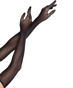 LEG AVENUE - OPERA LONG FISHNET GLOVES BLACK