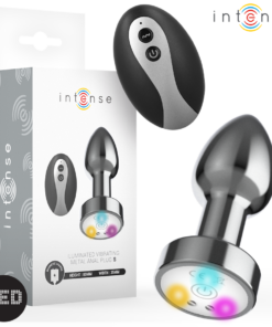 INTENSE - VIBRATING METAL ANAL PLUG WITH LED LIGHTS AND REMOTE CONTROL - SIZE S