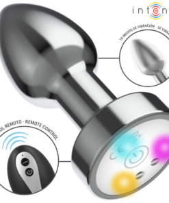 Alternative view of INTENSE - VIBRATING METAL ANAL PLUG WITH LED LIGHTS AND REMOTE CONTROL - SIZE S