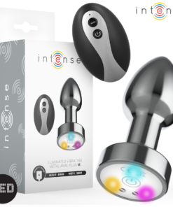 INTENSE - VIBRATING METAL ANAL PLUG WITH LED LIGHTS AND REMOTE CONTROL - SIZE M