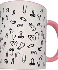 DIABLO PICANTE - WHITE PENIS MUG WITH PINK HANDLE 370 M