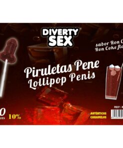 DIABLO GOLOSO - 50 PENIS LOLLIPOPS RON COLA FLAVOR 10% ALCOHOL