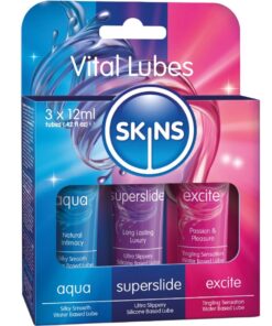 SKINS - VITAL LUBES KIT AQUA, SUPERSLIDE  EXCITE LUBRICANTS 3 x 12 ML