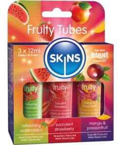 SKINS - FRUITY LUBES KIT WATERMELON, STRAWBERRY  MANGO LUBRICANTS 3 x 12 ML