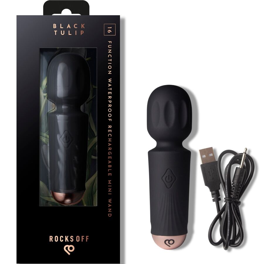 ROCKS-OFF - MINI RECHARGEABLE WAND 16 FUNCTIONS BLACK TULIP - Image 2