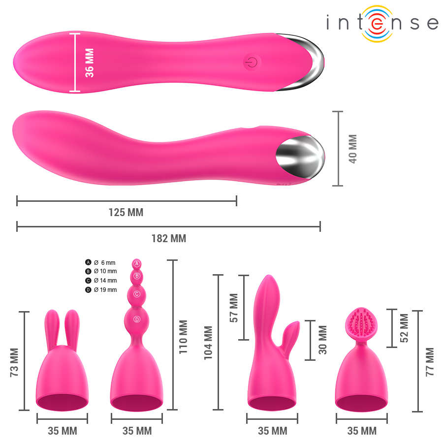INTENSE - CHER VIBRATOR WITH 20 PATTERNS AND INTERCHANGEABLE HEADS - Image 3