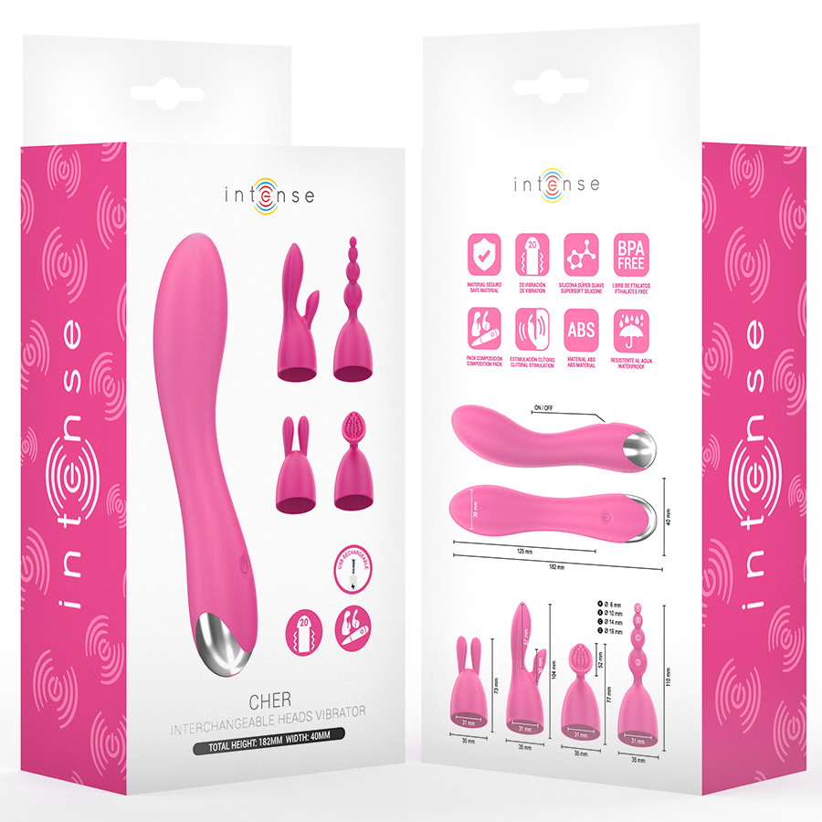 INTENSE - CHER VIBRATOR WITH 20 PATTERNS AND INTERCHANGEABLE HEADS - Image 4