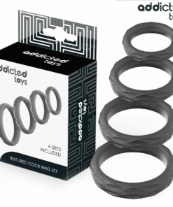 ADDICTED TOYS - TEXTURED COCK RING SET 4 SIZES