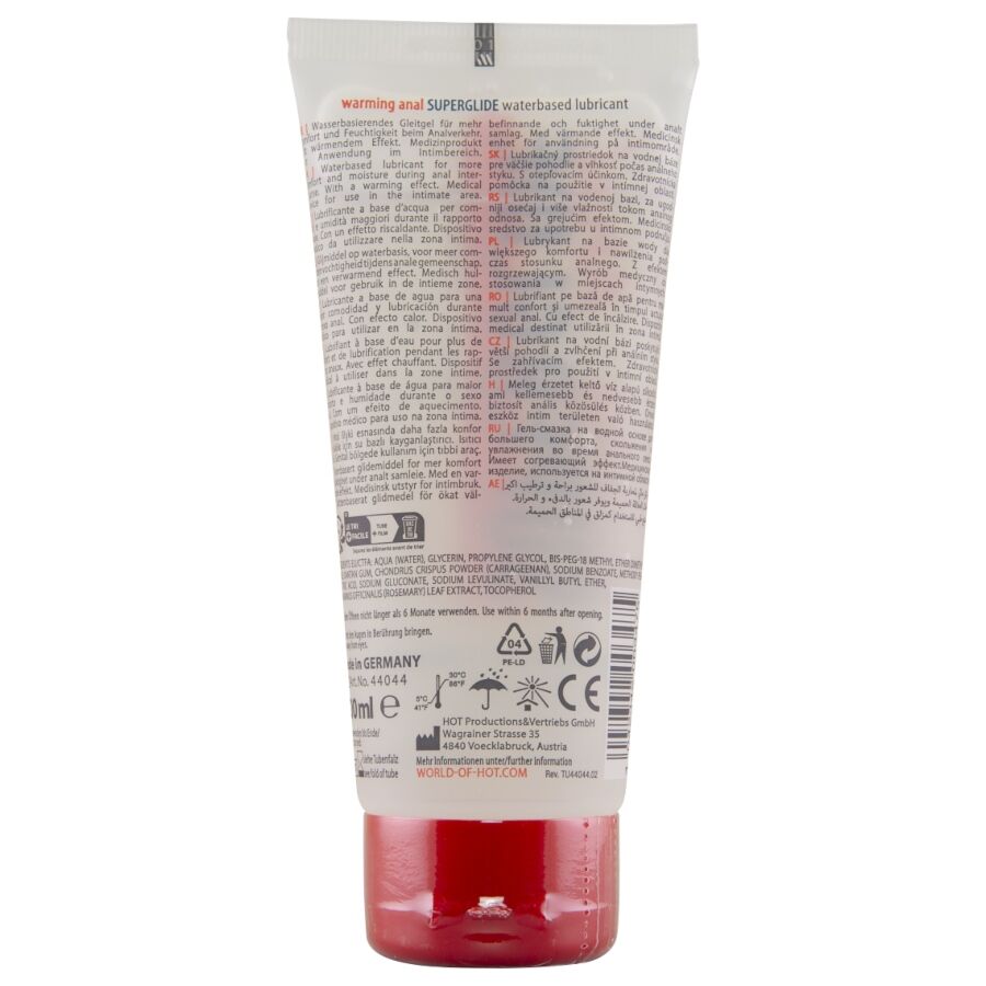 HOT - ANAL SUPERGLIDE WARMING LIQUID PLEASURE WATERBASED LUBRICANT 100 ML - Image 2