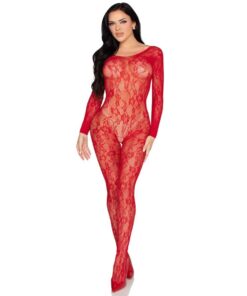 Alternative view of LEG AVENUE - 89366 LACE LINGERIE BODYSTOCKING RED - ONE SIZE
