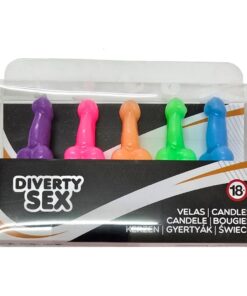 DIABLO PICANTE - BOX OF 5 PENIS-SHAPED CANDLES IN DIFFERENT COLORS