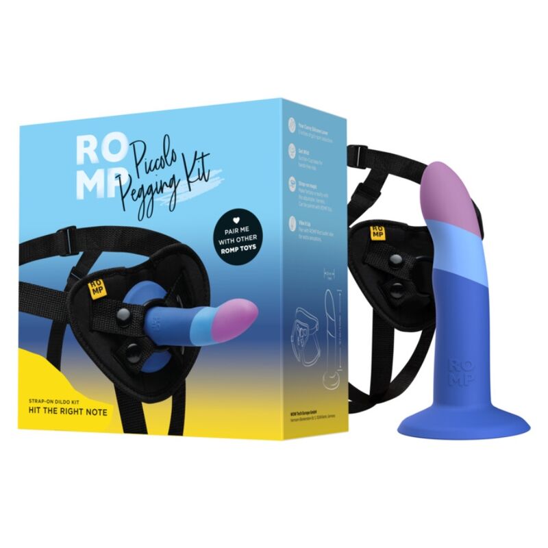 ROMP - PICCOLO HARNESS + SILICONE DILDO WITH TRICOLOR SUCTION CUP 14 CM - Image 5