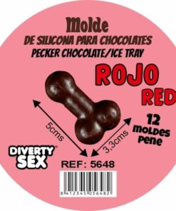 DIABLO PICANTE - CHOCOLATE MOLD WITH 12 SILICONE PENISES FOR HANGING RED
