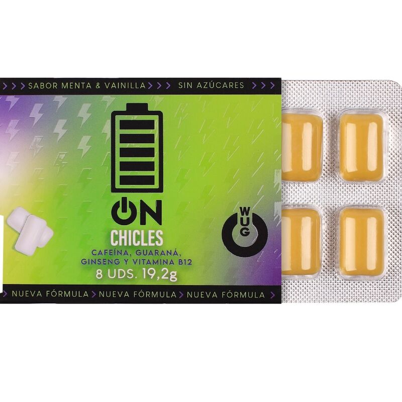 WUG ON - FUNCTIONAL CAFFEINE GUARANA GUM MINT VANILLA FLAVOUR BLISTER 8 PCS - Image 2