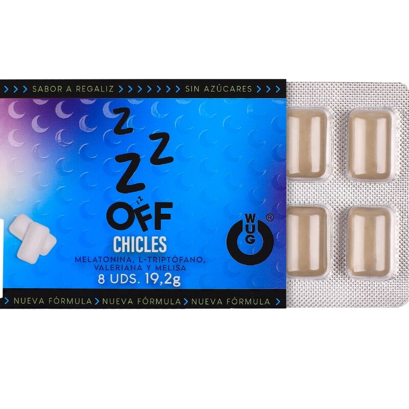 WUG OFF - FUNCTIONAL MELATONIN VALERIAN LIQUORICE FLAVOUR GUM BLISTER 8 PCS - Image 2