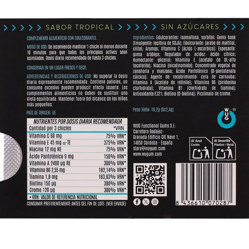 WUG MULTIVIT - FUNCTIONAL MULTIVITAMIN TROPICAL FLAVOUR GUM BLISTER 8 PCS - Image 4