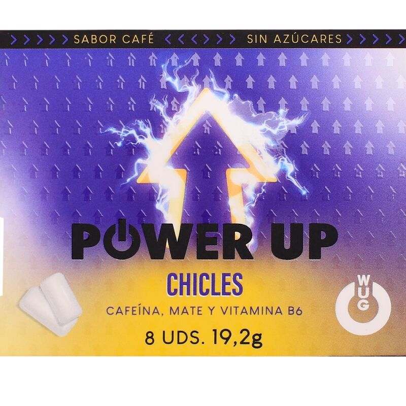 WUG POWER UP FUNCTIONAL CAFFEINE MATE COFFEE FLAVOUR GUM BLISTER 8 PCS