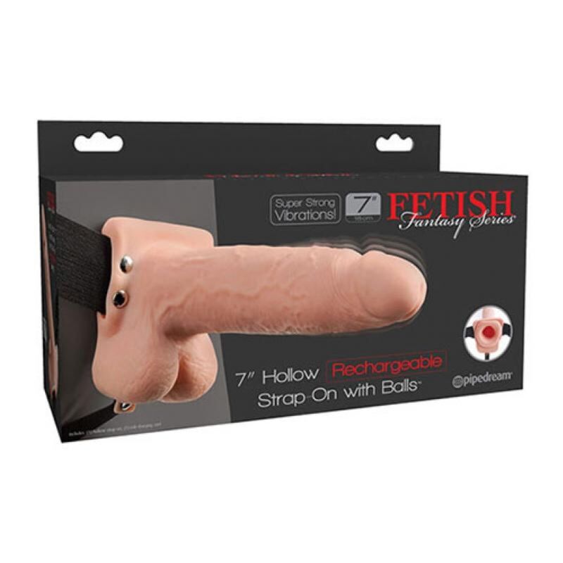 FETISH FANTASY SERIES - REALISTIC VIBRATING HOLLOW STRAP ON WITH BALLS 17.8 CM - Image 5