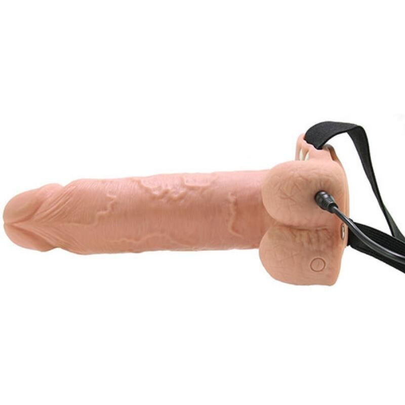 FETISH FANTASY SERIES - REALISTIC VIBRATING HOLLOW STRAP ON WITH BALLS 17.8 CM - Image 2