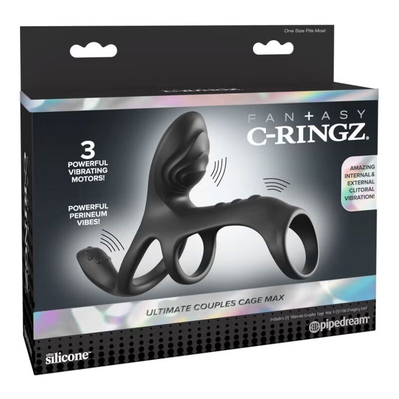 FANTASY C-RINGZ - ULTIMATE COUPLES CAGE MAX VIBRATING COCK RING 19.5 CM - Image 5