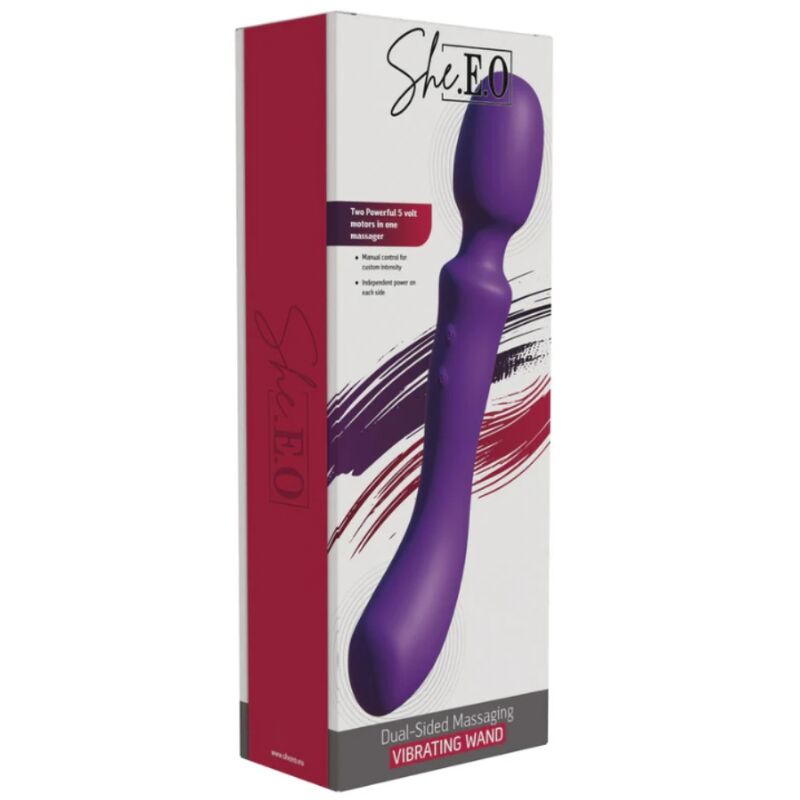 SHE.E.O - DOUBLE-ENDED VIBRATING MASSAGER WAND PURPLE - Image 5
