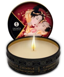 SHUNGA - MINI CARESS BY CANDELIGHT STRAWBERRIES AND CAVA MASSAGE CANDLE 30 ML